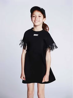 Sukienki i spódniczki dla dziewczynek - DKNY Sukienka codzienna D32880 S Czarny Regular Fit - grafika 1