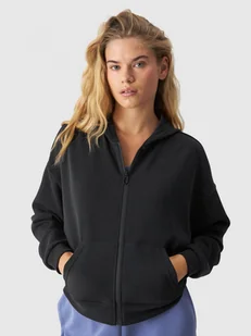 Damska bluza dresowa rozpinana 4F 4FWAW24TSWSF1341 - czarna - Bluzy sportowe damskie - miniaturka - grafika 1