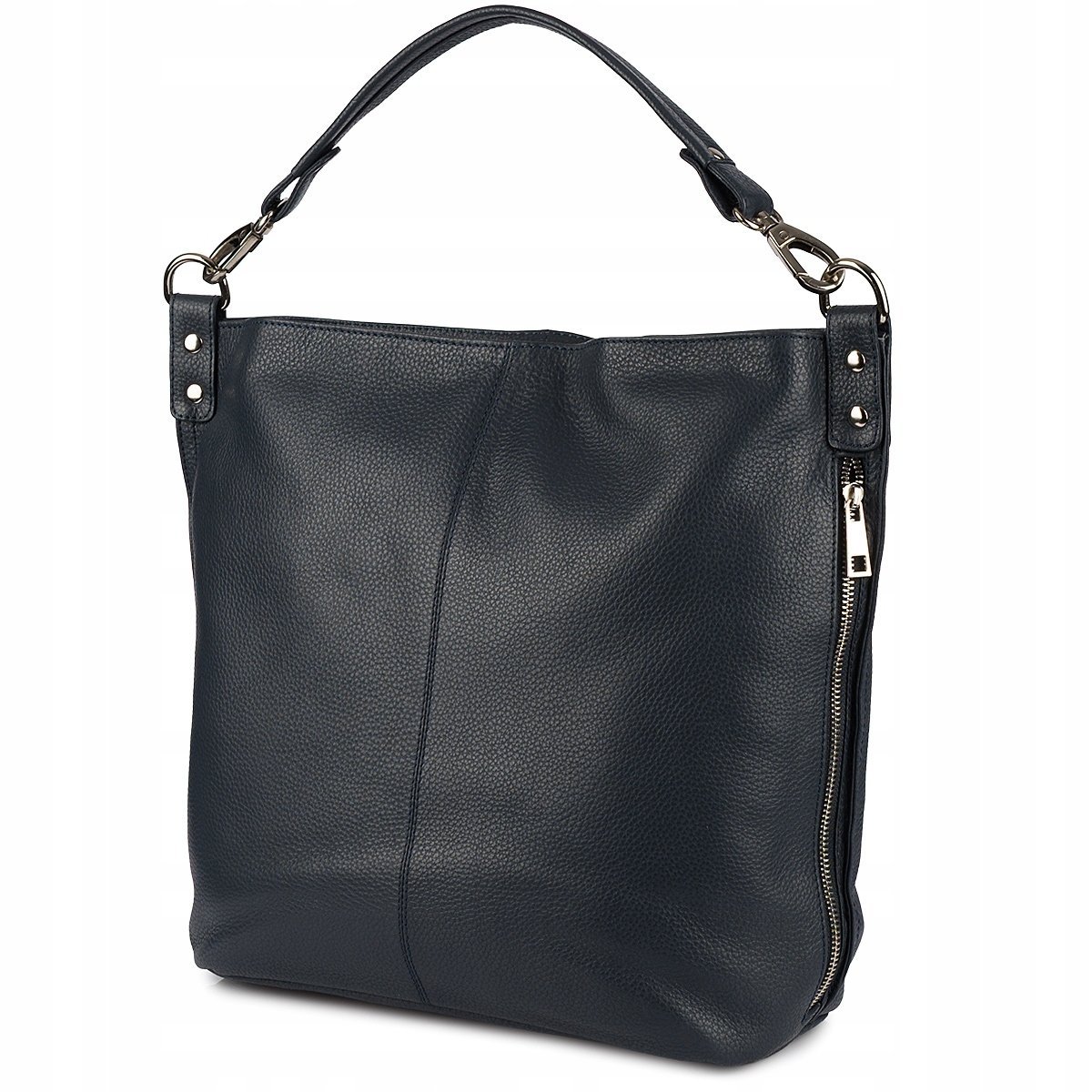 Torebka damska skórzana elegancka duża klasyczna na ramię A4 bordo włoska