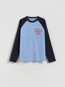 Bluzki dla chłopców - Reserved - Bawełniany longsleeve z nadrukiem - granatowy - miniaturka - grafika 1