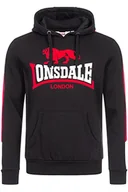 Bluzy męskie - Lonsdale Męska bluza z kapturem, regularny krój, LANGWELL, czarny/biały/czerwony, XXL 117356 - miniaturka - grafika 1