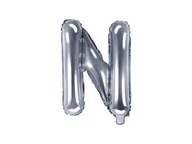 Balony i akcesoria - PartyDeco Balon foliowy litera N, 14", srebrny FB2M-N-018 - miniaturka - grafika 1