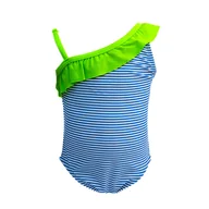Stroje kąpielowe - Dziewczęcy kostium kąpielowy jednoczęściowy paski niebieski Mariss - miniaturka - grafika 1