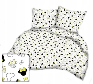 pościel bawełna lux 160x220 + 2 poszewka B 255-7 miki kokardy żółto- białe - Pościel - miniaturka - grafika 1