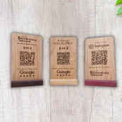 Wyposażenie miejsc publicznych - Personalizowany drewniany stojak, ekspozytor NFC, Oceń nas w Google, Instagram, facebook, - miniaturka - grafika 1