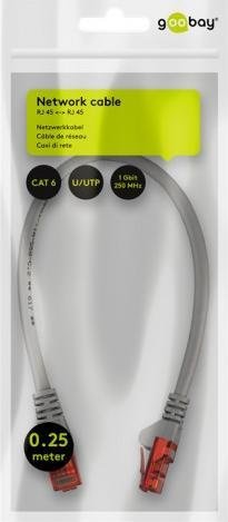 Goobay CAT 6Kabel łączący, U/UTP, Szary - Długość kabla 0.25 m