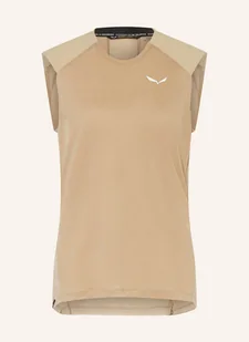 Salewa Tank Top Puez Alpine Merino Hybrid Z Dodatkiem Wełny Merino beige - Koszulki i topy damskie - miniaturka - grafika 1