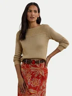 Swetry damskie - LAUREN RALPH LAUREN Sweter 200909317005 Beżowy Relaxed Fit - miniaturka - grafika 1