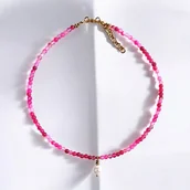 Naszyjniki - Naszyjnik : choker : fuchsia & pearl collection : agat i perła - miniaturka - grafika 1