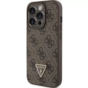 Guess GUHCP15LP4TDPW iPhone 15 Pro 6.1" brązowy/brown hardcase Leather 4G Triangle Strass - Etui i futerały do telefonów - miniaturka - grafika 2