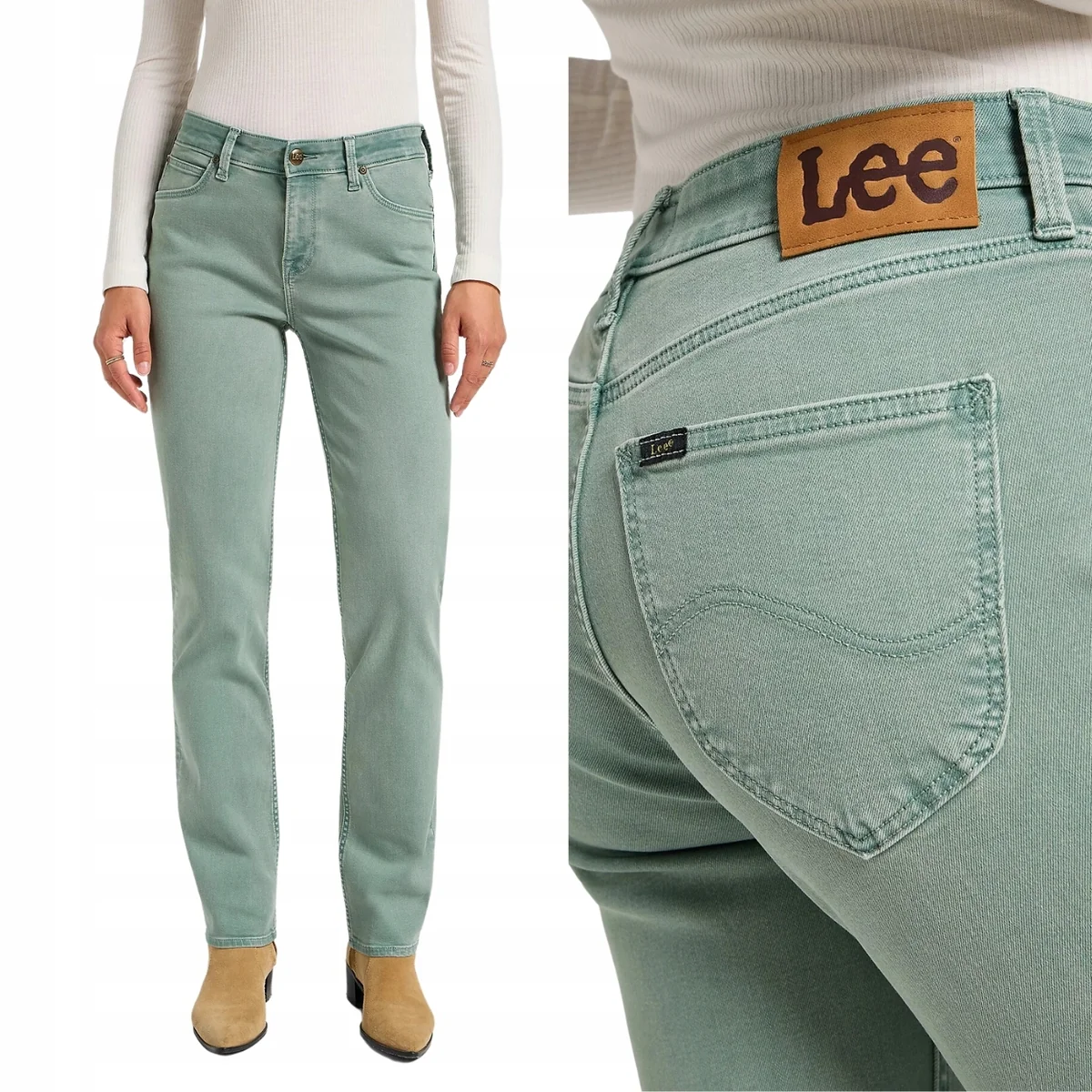 Lee Marion Straight Muted Sage proste damskie spodnie materiałowe W33 L31