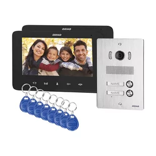 Zestaw wideodomofonowy 2-rodzinny bezsłuchawkowy, kolor,  LCD 7 , z czytnikiem breloków zbliżeniowych, interkom, podt OR-VID-VP-1072/B - Wideodomofony - miniaturka - grafika 2