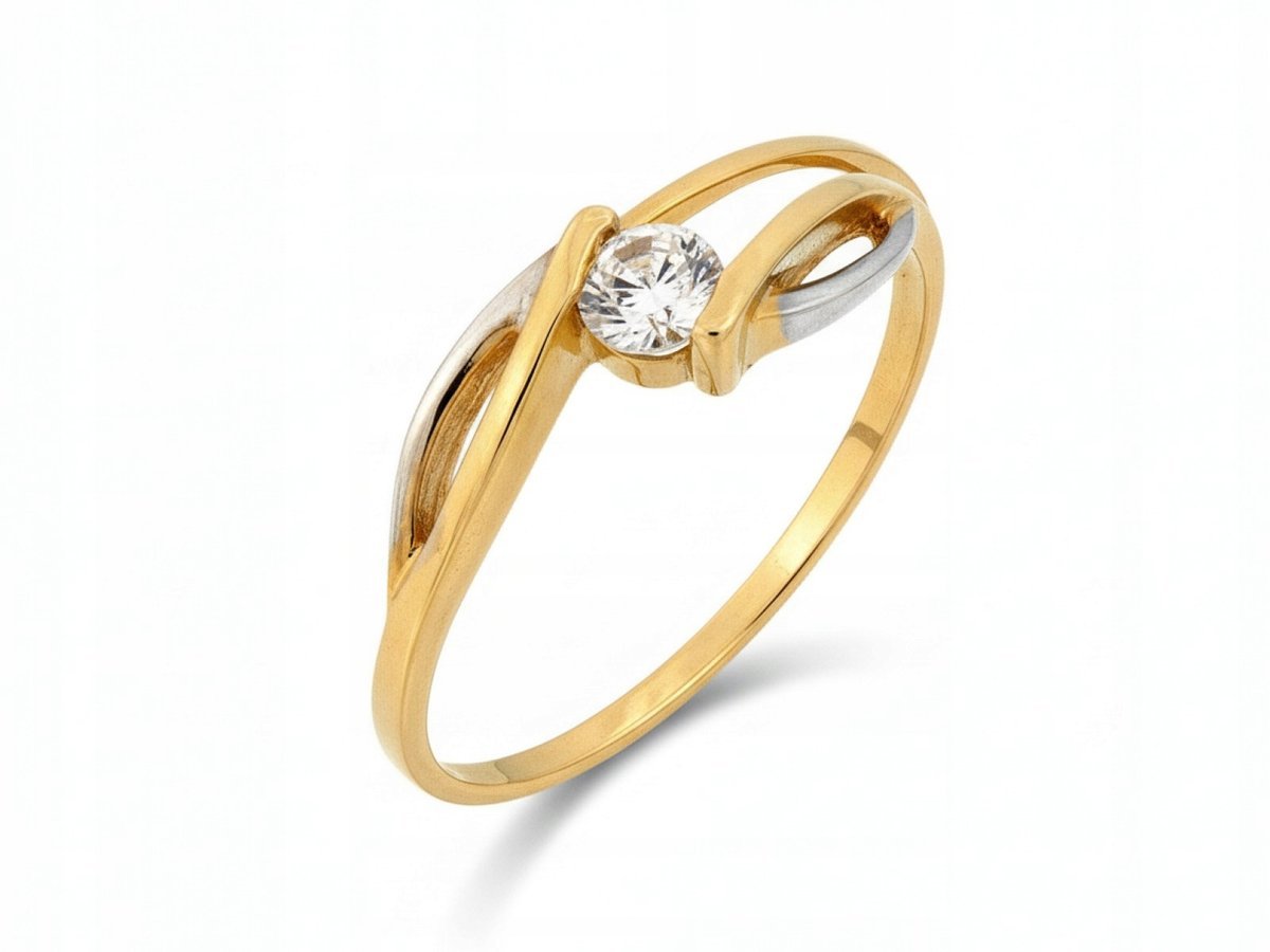 Pierścionek damski ze złota 585 z cyrkonią elegancki design od jubilera 14k