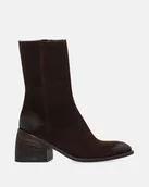 Botki damskie - Botki damskie czekoladowe z wysoką zamszową cholewką - Venezia - miniaturka - grafika 1