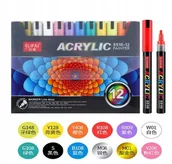 Przybory szkolne - Markery Akrylowe Flamastry Akrylowe Wodoodporne JUPAI 12 szt/kpl - miniaturka - grafika 1
