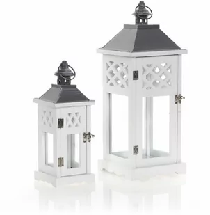 Max-land Latarnia ogrodowa lampion komplet biel 2szt MSL2077 MSL2077 - Lampiony i znicze - miniaturka - grafika 1