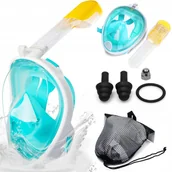 Maski do nurkowania - Maska Do Nurkowania Pływania NIE PARUJE Zestaw S/M SM-7 lazurowa - miniaturka - grafika 1