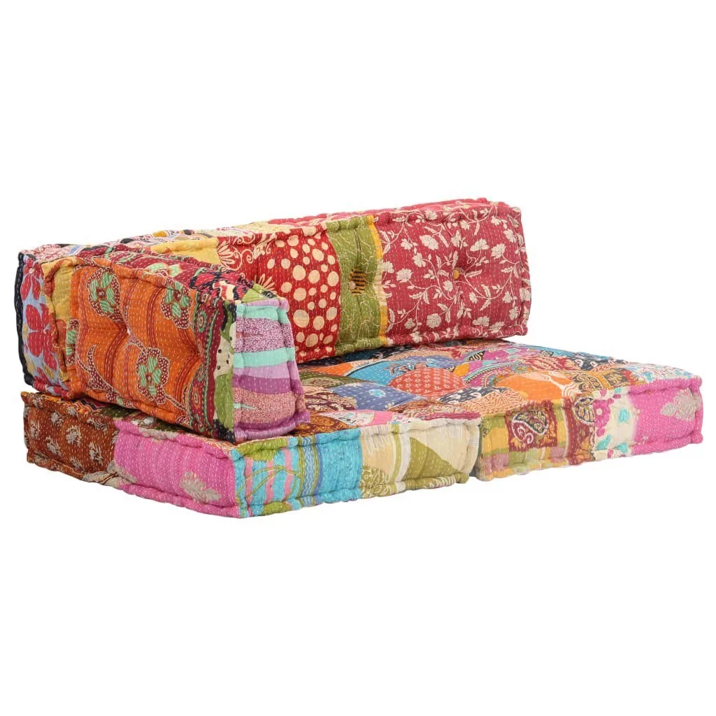 vidaXL Sofa z poduszek na paletę, tkanina, wielokolorowy patchwork