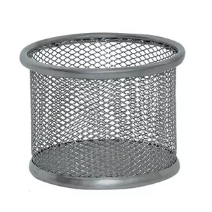Q-CONNECT Pojemnik na przybory Office Set, metalowy, 90x68mm, srebrny KF15104 - Przyborniki na biurko - miniaturka - grafika 3
