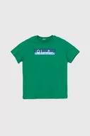 Koszulki dla chłopców - United Colors of Benetton t-shirt bawełniany dziecięcy kolor zielony z nadrukiem - miniaturka - grafika 1