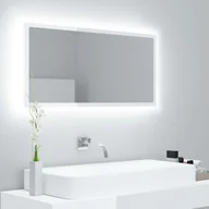 Lustra - vidaXL Lumarko Lustro łazienkowe z LED, białe na wysoki połysk, 90x8,5x37 cm! 804937 - miniaturka - grafika 1