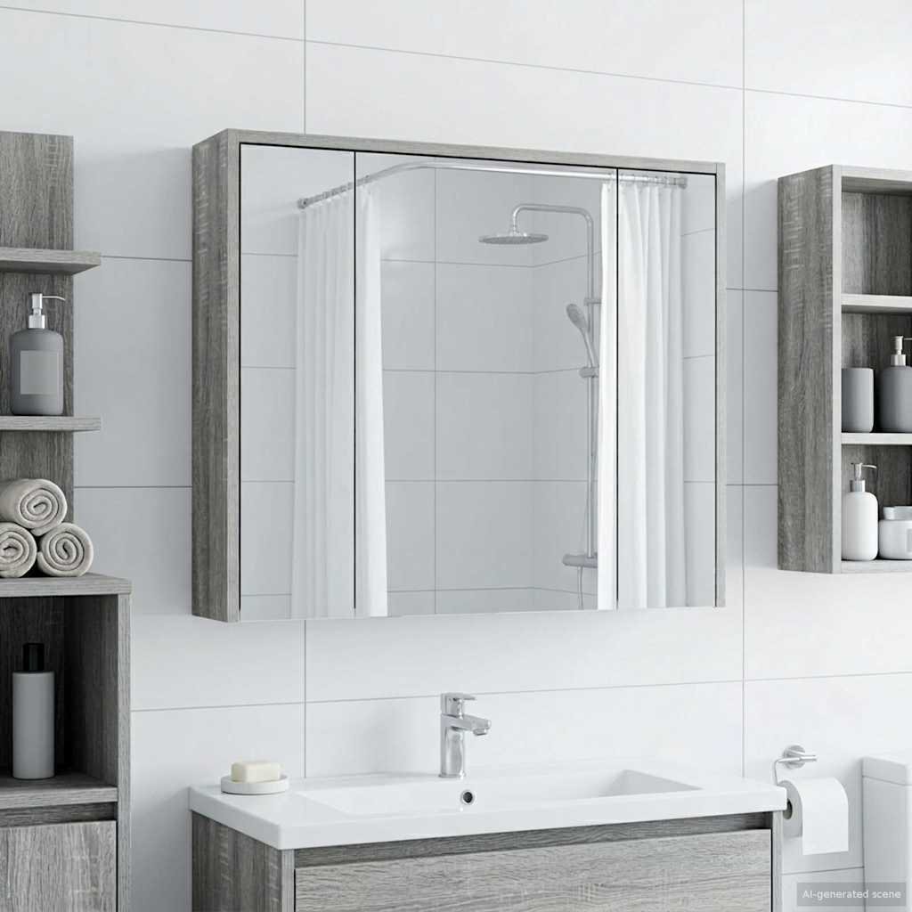 vidaXL vidaXL Szafka z lustrem do łazienki Szary Sonoma 73,5 x 16 x 62,5 cm
