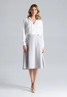 Spódnice - Elegancka SPÓDNICA rozkloszowana KRYTY ZAMEK szara XL - miniaturka - grafika 1