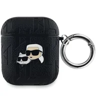 Akcesoria do słuchawek - Etui Karl Lagerfeld Monogram Karl & Choupette Head na AirPods 1 / 2 - czarne - miniaturka - grafika 1
