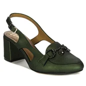 Czółenka - Maciejka Czółenka damskie skórzane na słupku zielone-37 - miniaturka - grafika 1