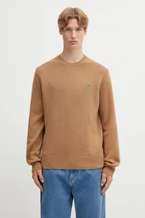 Lacoste sweter wełniany męski kolor brązowy lekki AH2916 - Swetry męskie - miniaturka - grafika 1