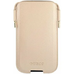 Guess Saffiano Pouch - Torebka na telefon S/M max 6.1" złoty - Etui i futerały do telefonów - miniaturka - grafika 1