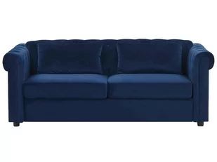 Sofa rozkładana BELIANI Chesterfield, welurowa, niebieska - Sofy i kanapy - miniaturka - grafika 1