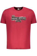 Koszulki męskie - MĘSKA KOSZULKA Z KRÓTKIM RĘKAWEM PEPE JEANS, CZERWONA - miniaturka - grafika 1