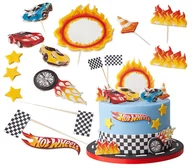 Dekoracje i nakrycia stołu na imprezę - Zestaw Dekoracje na Tort Hot Wheels 14 El 2D - miniaturka - grafika 1