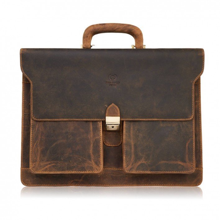 Torba Męska Na Ramię Skórzana Do Pracy Aktówka Na Dokumenty I Laptopa Brązowa Vintage Paolo Peruzzi T-122-Hbr