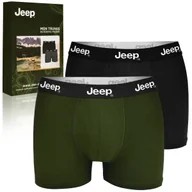 Majtki męskie - JEEP Bokserki Męskie Klasyczne Black Military Bawełna 2 sztuki Rozmiar XXL - miniaturka - grafika 1