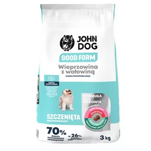 John Dog Good form karma sucha dla szczeniąt wieprzowina z wołowiną 3 kg - Mokra karma dla psów - miniaturka - grafika 1