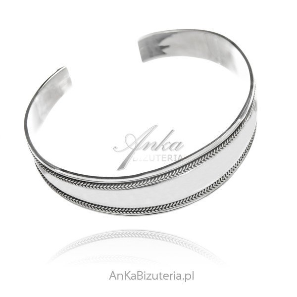 ankabizuteria.pl Bransoletka srebrna szeroka bangle oksydowana
