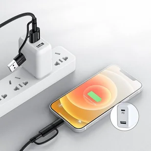 Joyroom 4w1 kabel do szybkiego ładowania USB Typ C / USB - USB Typ C / Lithtning Quick Charge Power Delivery 3 A 60 W 1,2 m zielony (S-1230G3) - Kable USB - miniaturka - grafika 2