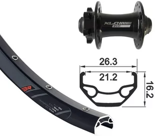 Rodi Black Rock Front Wheel 26x1.9" XLC Disc 6-bolt TA 15mm, czarny 32H 2021 Koła MTB przednie - Koła rowerowe - miniaturka - grafika 1