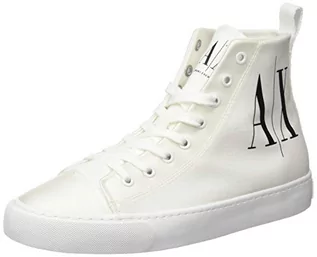 Koszulki i topy damskie - Armani Exchange Damskie buty sportowe z bawełny High Top, Białe logo Op Whiteblack 00152, 40 EU - grafika 1