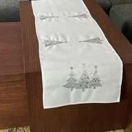 Obrusy i serwetki - Bieżnik Bożonarodzeniowy, 40X160, Święta, Biały Z Haftem W Choinki, Os-312-A - miniaturka - grafika 1