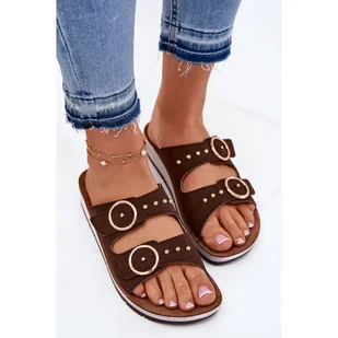 Wygodne Klapki Damskie Inblu CP000054 Brązowe - Klapki i japonki damskie - miniaturka - grafika 1