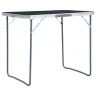 Meble turystyczne - VidaXL Składany stolik turystyczny z metalową ramą, 80x60 cm, szary 48171 VidaXL - miniaturka - grafika 1