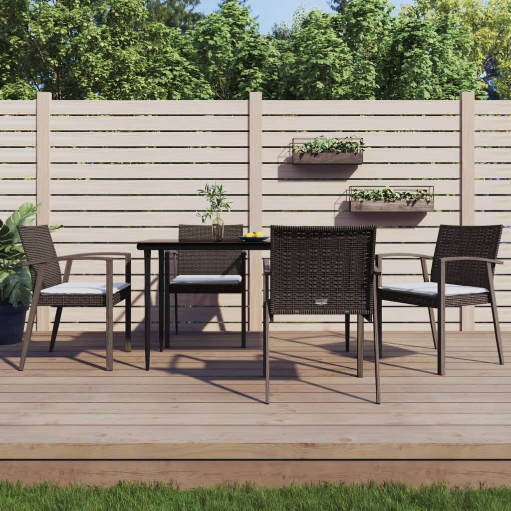 Prolenta Premium - Krzesła ogrodowe z poduszką 4 szt. Brązowy 56,5x57x83 cm Poly Rattan