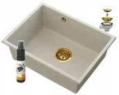 Zlewozmywaki - Granitan Manado Beżowy Podblatowy Zlew Złoty Podwieszany 60 - miniaturka - grafika 1