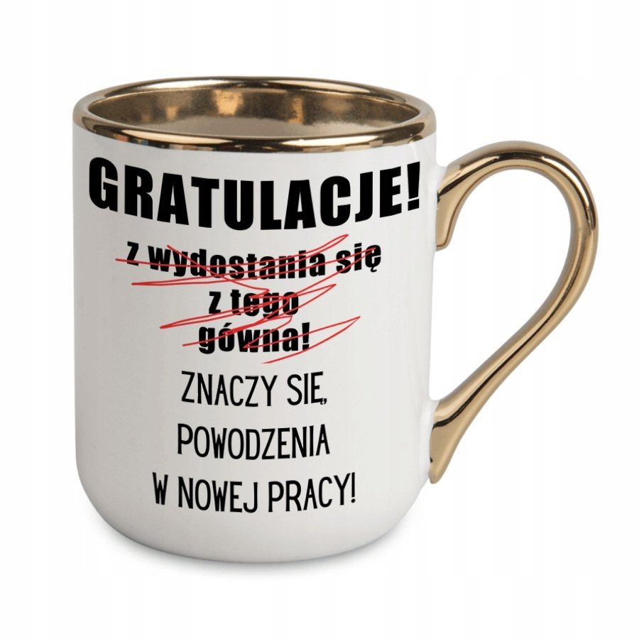 KUBEK NA POŻEGNANIE ODEJŚCIE KOLEŻANKI KOLEGI Z PRACY BIURA GRAWER ZŁOTY