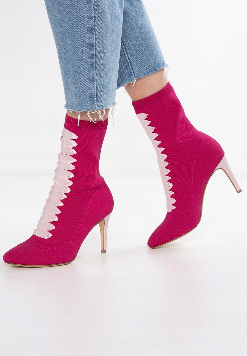 Tamaris Botki Damskie Dzianinowe Różowe 39 3z9d5*