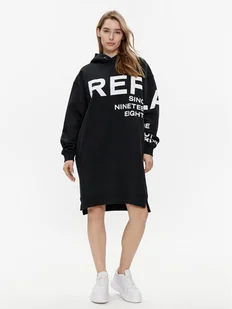 Replay Sukienka dzianinowa W9068.000.23190P Czarny Relaxed Fit - Sukienki - miniaturka - grafika 1