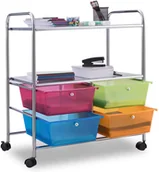 Wózki kuchenne - COSTWAY Pojemnik na kółkach Wózek łazienkowy Szuflady Wózek kuchenny Wózek gospodarczy Mobilny wózek do przechowywania Wózek toaletowy Wózek boczny na kółkach Wózek łazienkowy 62 x 37 x74 cm - miniaturka - grafika 1